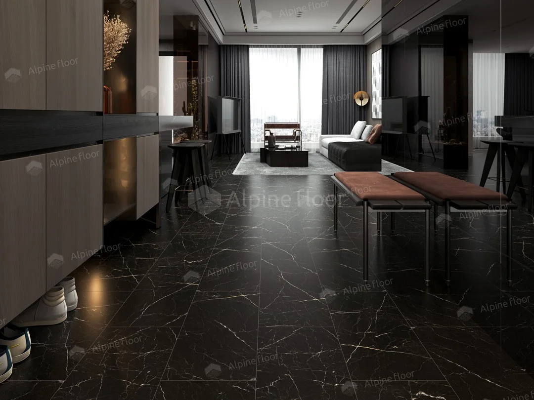 Кварцвиниловая плитка Alpine Floor клеевая Light Stone Неро ЕCО 15-21 608×303×2,5