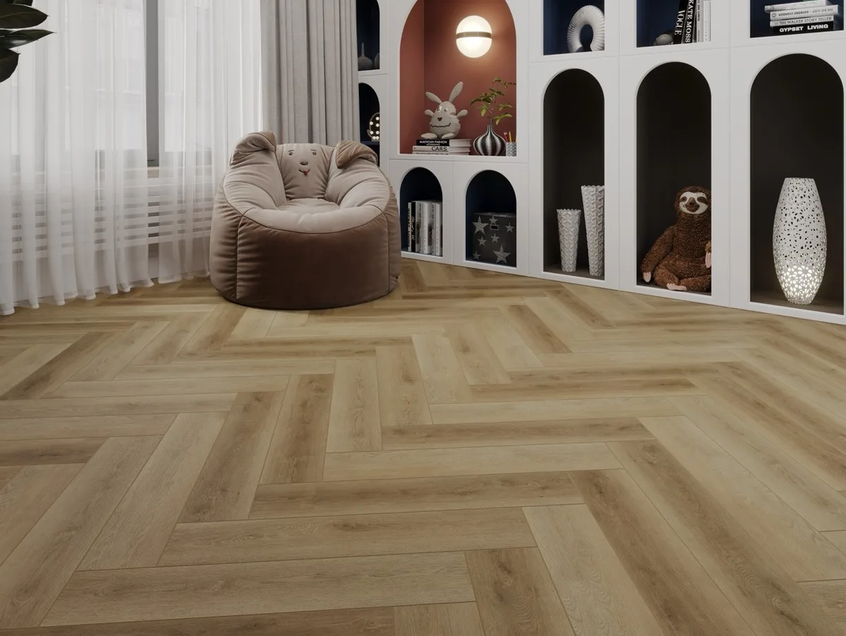 Кварцвиниловый SPC ламинат Cronafloor Herringbone 2.0 Дуб Лимож H020 венгерская елка 640×128×4,5