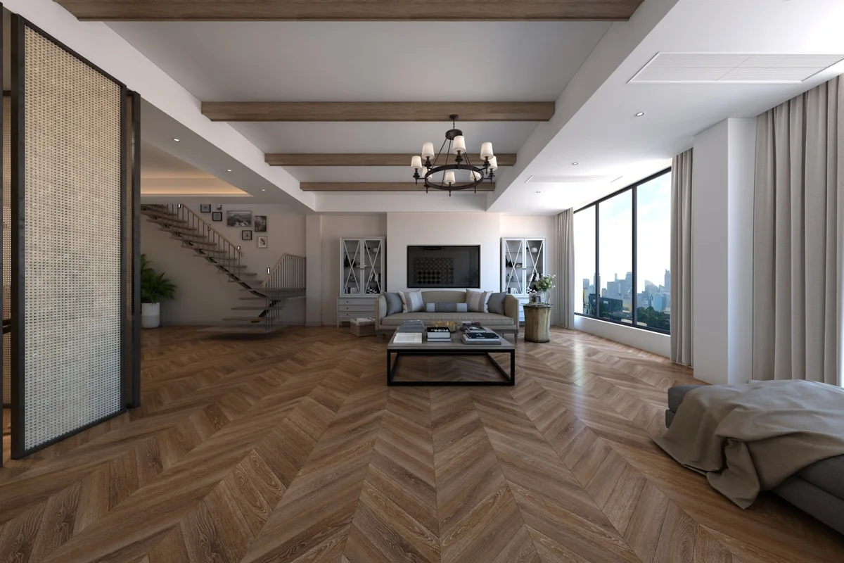 Кварцвиниловый SPC ламинат Damy Floor Chevron Шайо DF07-Ch французская елка 600×127×5