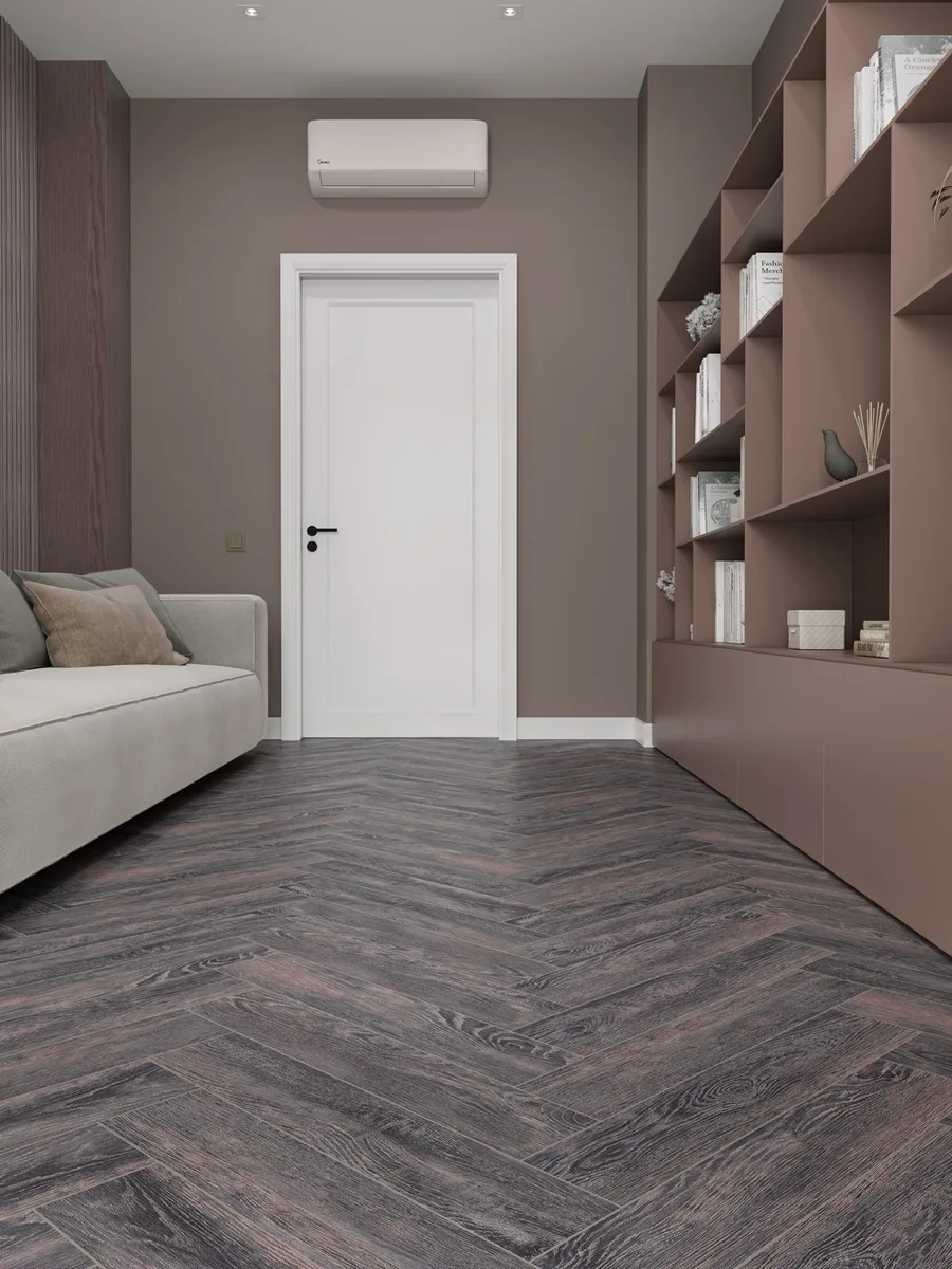 Кварцвиниловый SPC ламинат Cronafloor Herringbone Дуб Бордо H006 венгерская елка 640×128×4,5