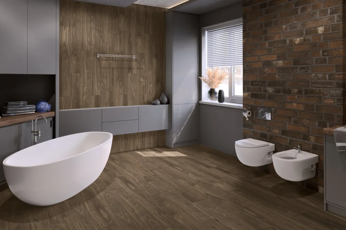 Кварцвиниловая плитка Damy Floor клеевая Family LVT Орех Американский 0036-3-LVT 1227×187×2,5