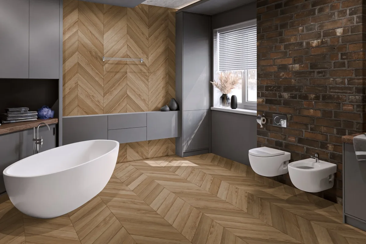 Кварцвиниловый SPC ламинат Damy Floor Chevron Лувр DF04-Ch французская елка 600×127×5,2