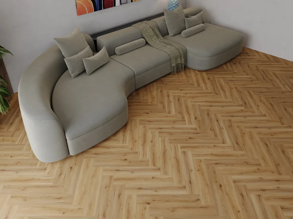 Кварцвиниловый SPC ламинат Cronafloor Herringbone 2.0 Дуб Лион H012 венгерская елка 640×128×4,5