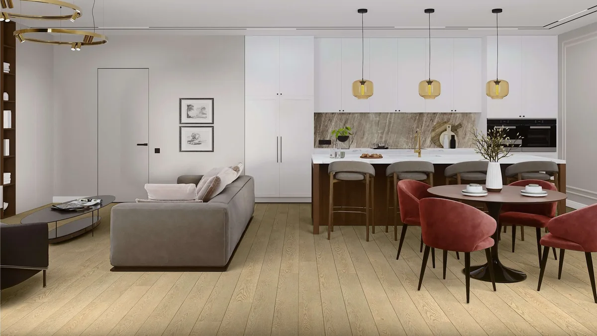 Кварцвиниловый SPC ламинат Damy Floor Family Дуб Латте 0030-2 1220×180×4,2