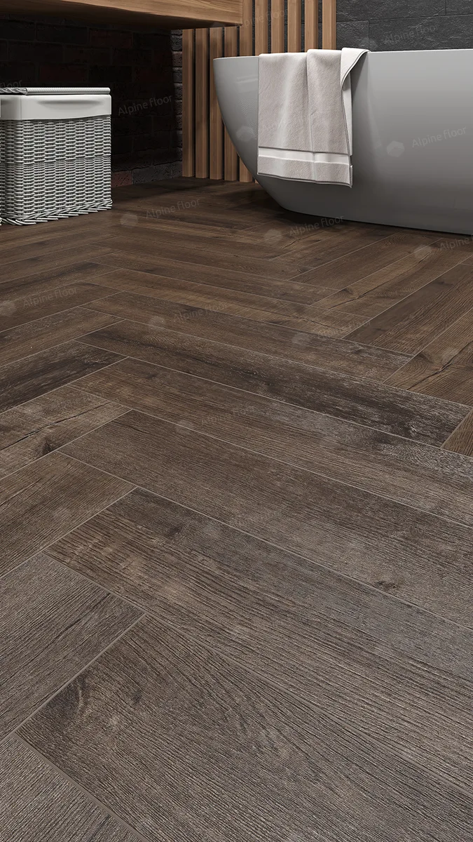 Кварцвиниловый SPC ламинат Alpine Floor Parquet Light Дуб Альферац ECO 13-22 венгерская елка 600×125×4
