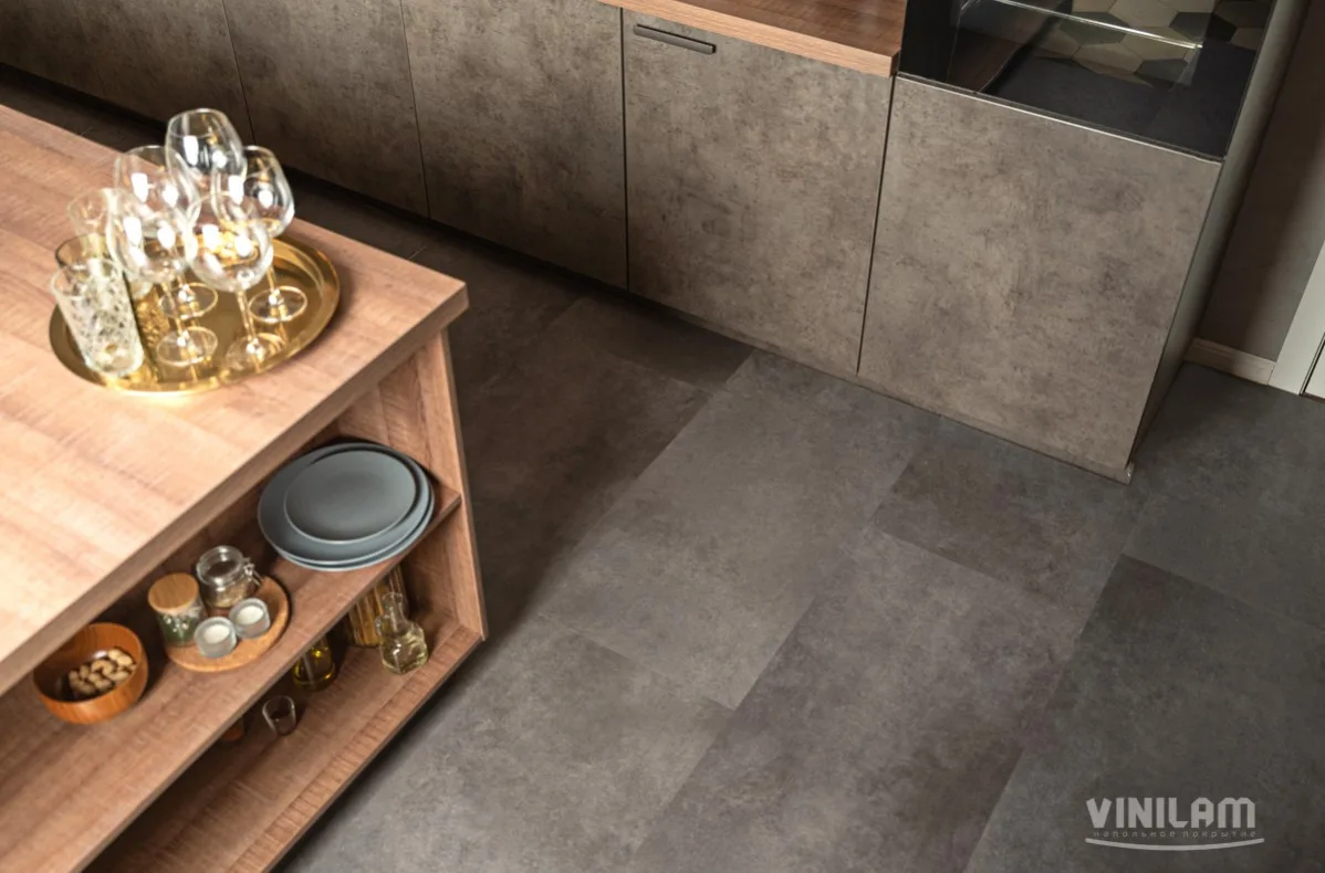 Кварцвиниловый SPC ламинат Vinilam Ceramo Stone Цемент Cтальной 71610 940×470×6