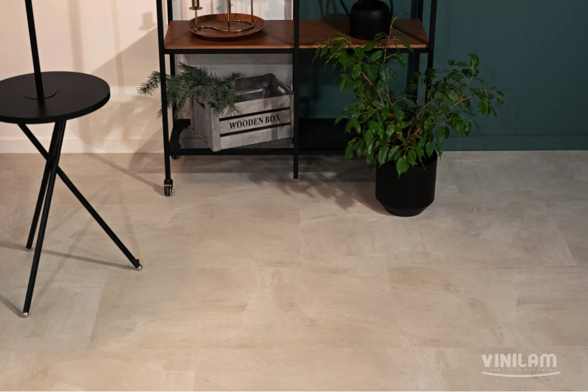 Кварцвиниловая плитка Vinilam клеевая Ceramo Stone Glue Бетон Белый 71615 950×475×2,5