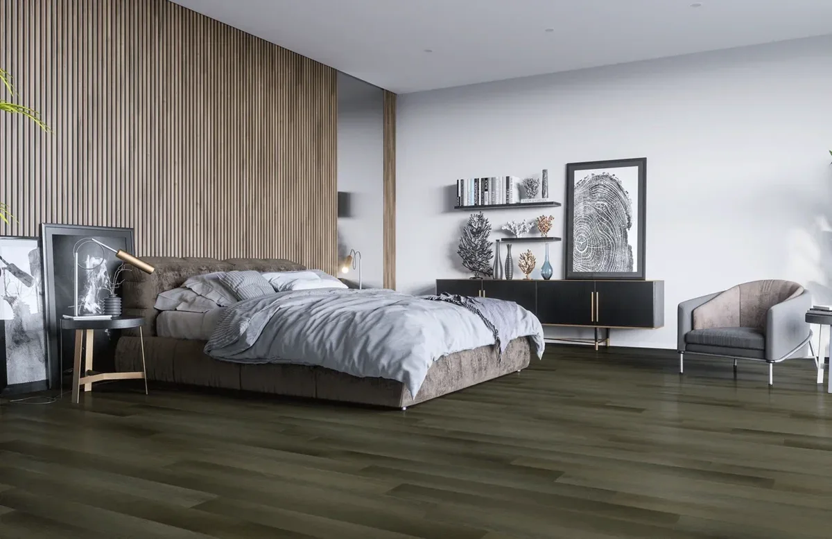 Кварцвиниловый SPC ламинат Home Expert Natural Дуб Ночной лес 2187-03 1220×150×3,5