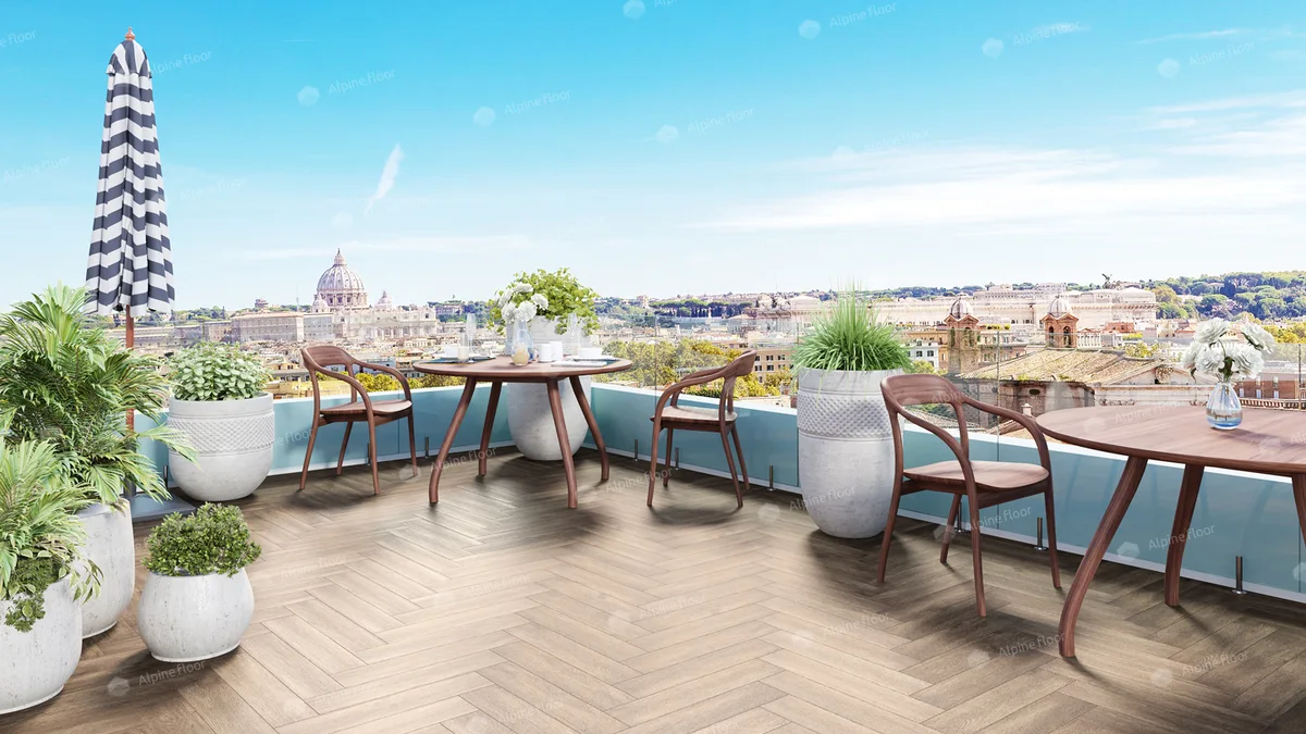 Кварцвиниловый SPC ламинат Alpine Floor Parquet Light Дуб Макадамия ECO 13-10 венгерская елка 600×125×4