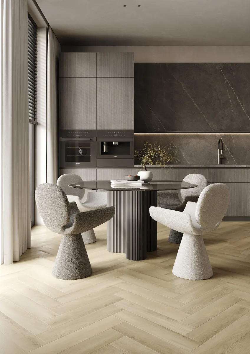Кварцвиниловый SPC ламинат Fargo Bevel Parquet Дуб Манчестер 33-6191-3 венгерская елка 615×123×6
