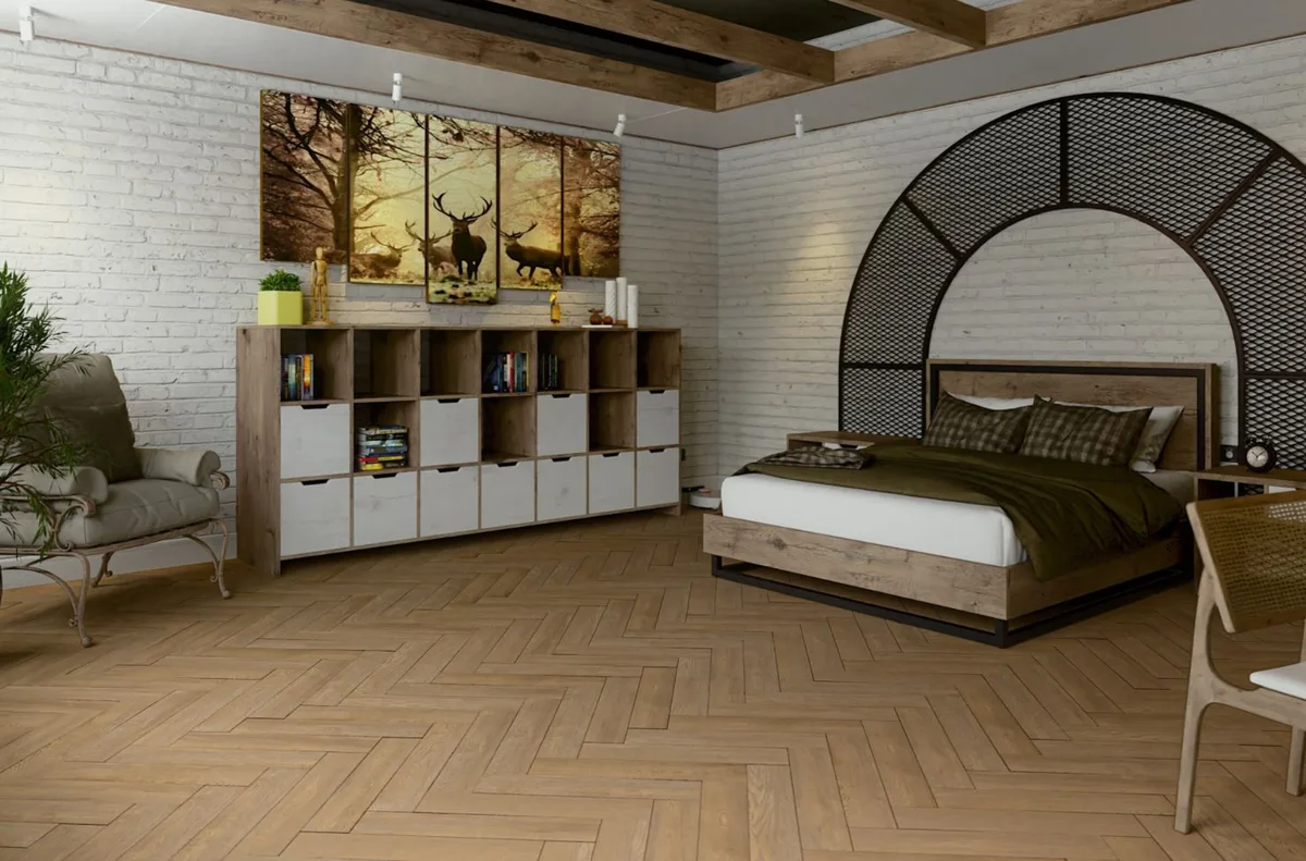 Кварцвиниловая плитка Damy Floor клеевая London LVT Брайтон 5248-8-LVT венгерская елка 590×118×2,5
