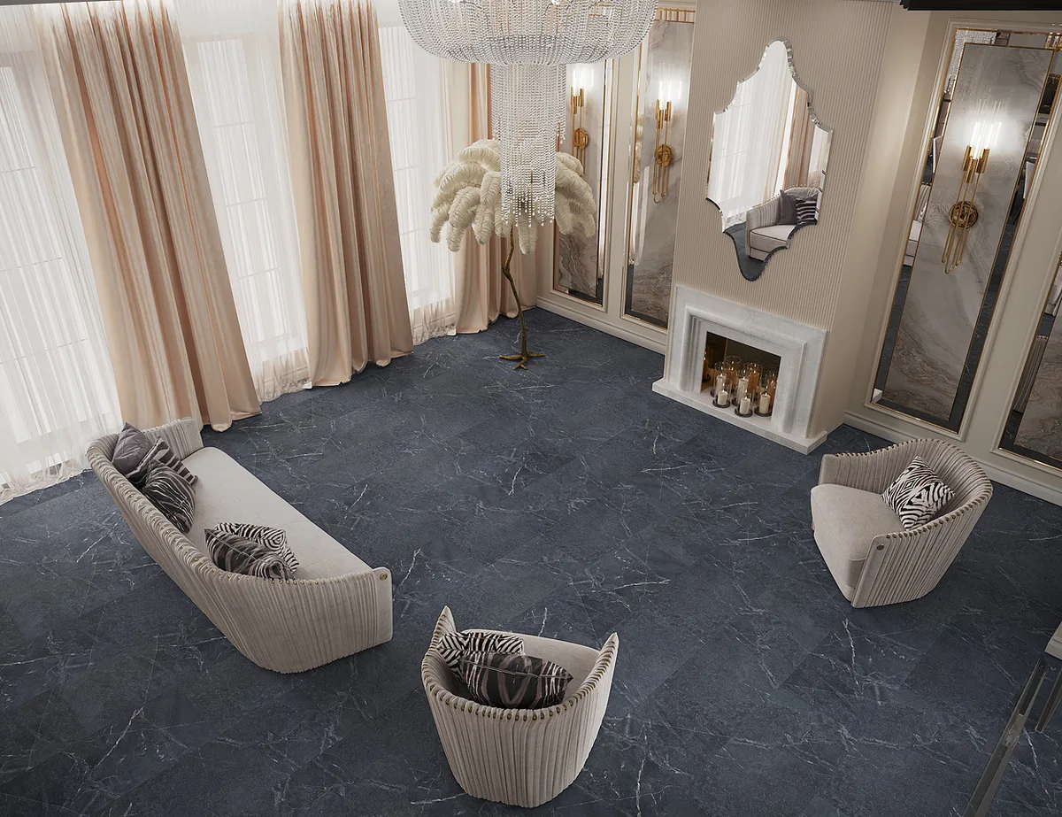Кварцвиниловый SPC ламинат Vinilam Ceramo Stone Ионический Мрамор 91909 940×470×8