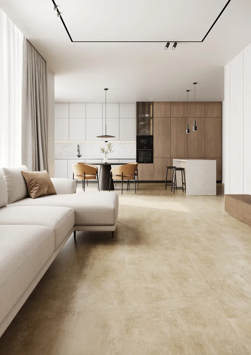 Кварцвиниловая плитка Fargo клеевая Stone LVT Травертин Песочный 48102-08 606×303×2,5