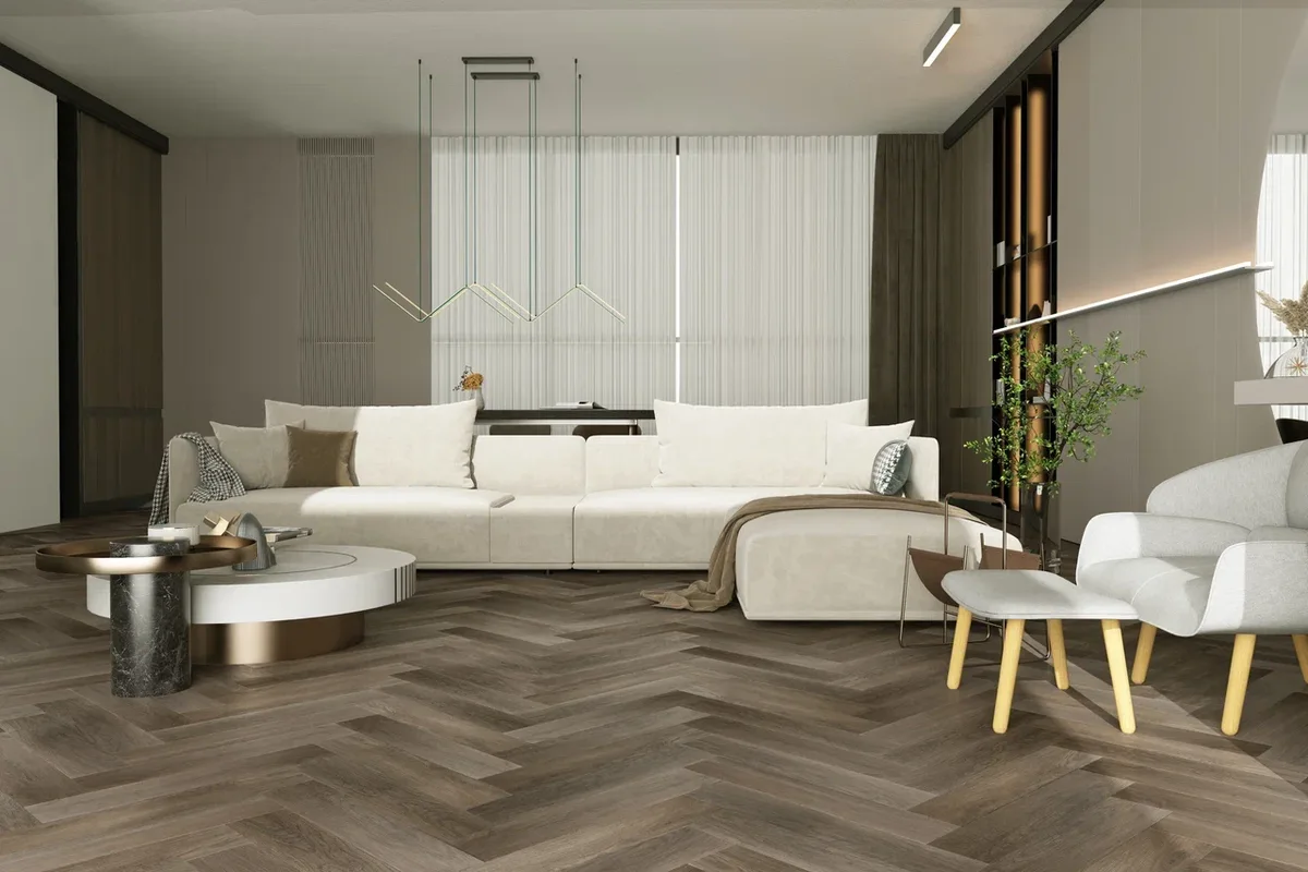 Кварцвиниловый SPC ламинат Home Expert Parquet Дуб Шоколадный 33-3011 венгерская елка 615×123×3,5