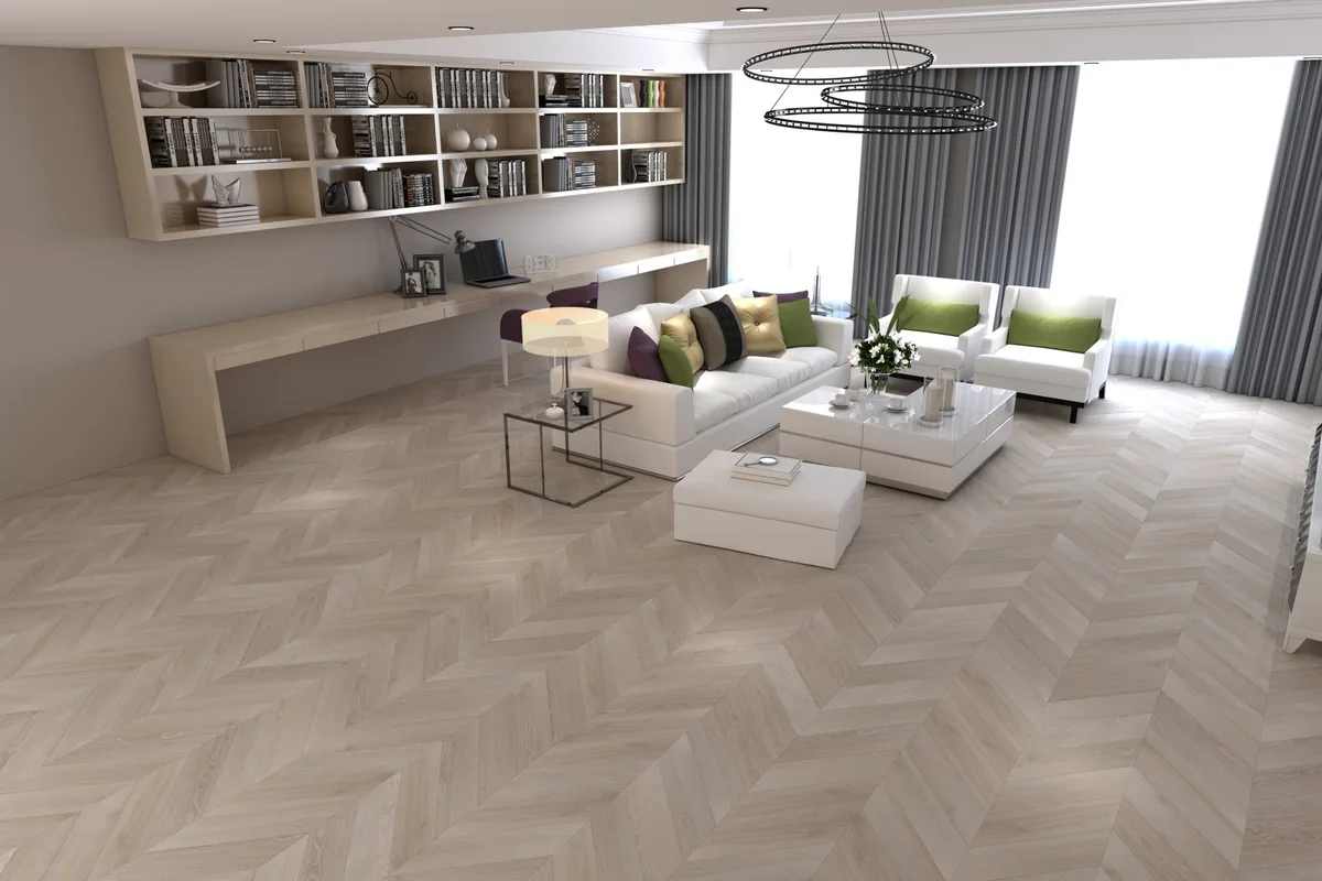 Кварцвиниловый SPC ламинат Damy Floor Chevron Пале-Рояль DF02-Ch французская елка 600×127×5