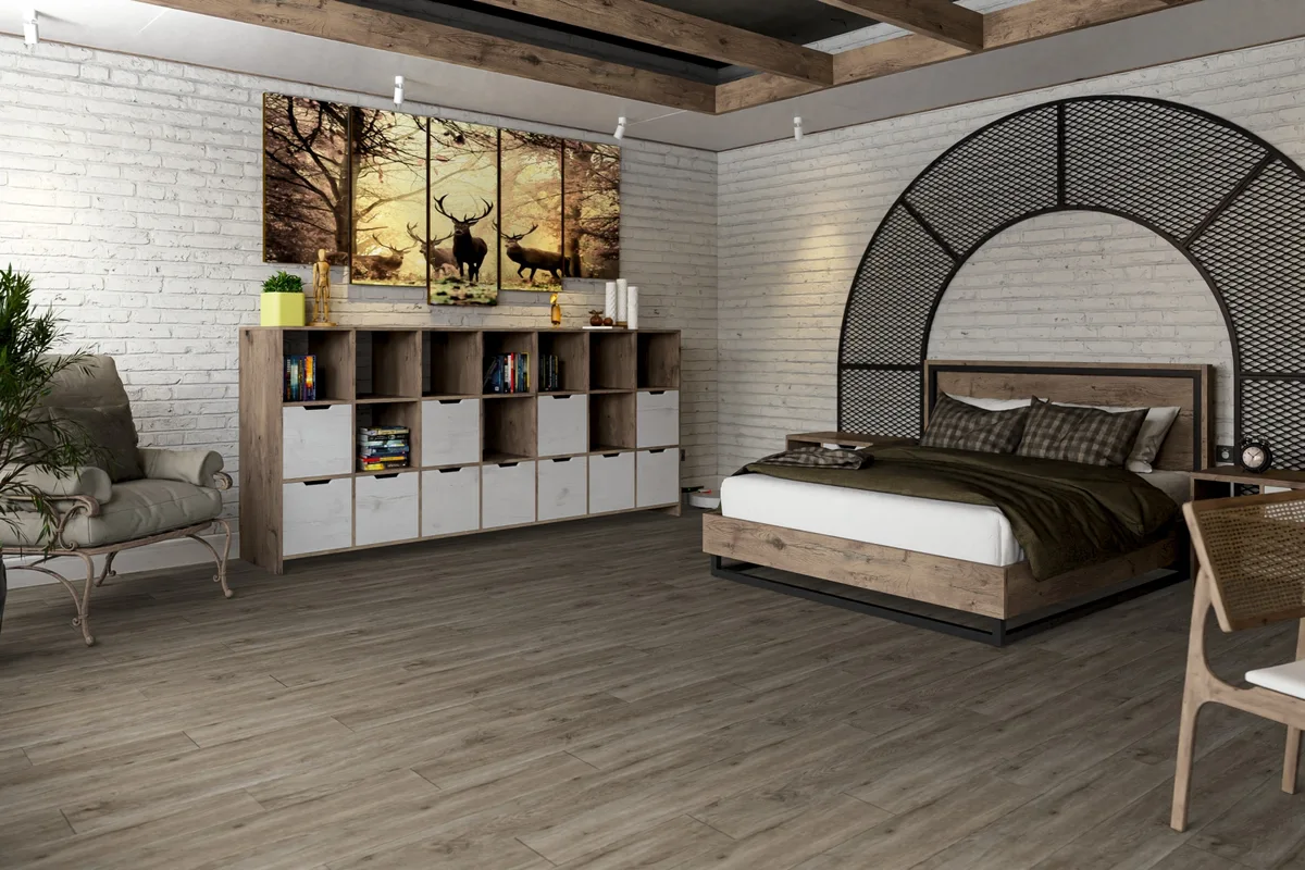 Кварцвиниловая плитка Damy Floor клеевая Family LVT Дуб Горный TCM298-26-LVT 1227×187×2,5