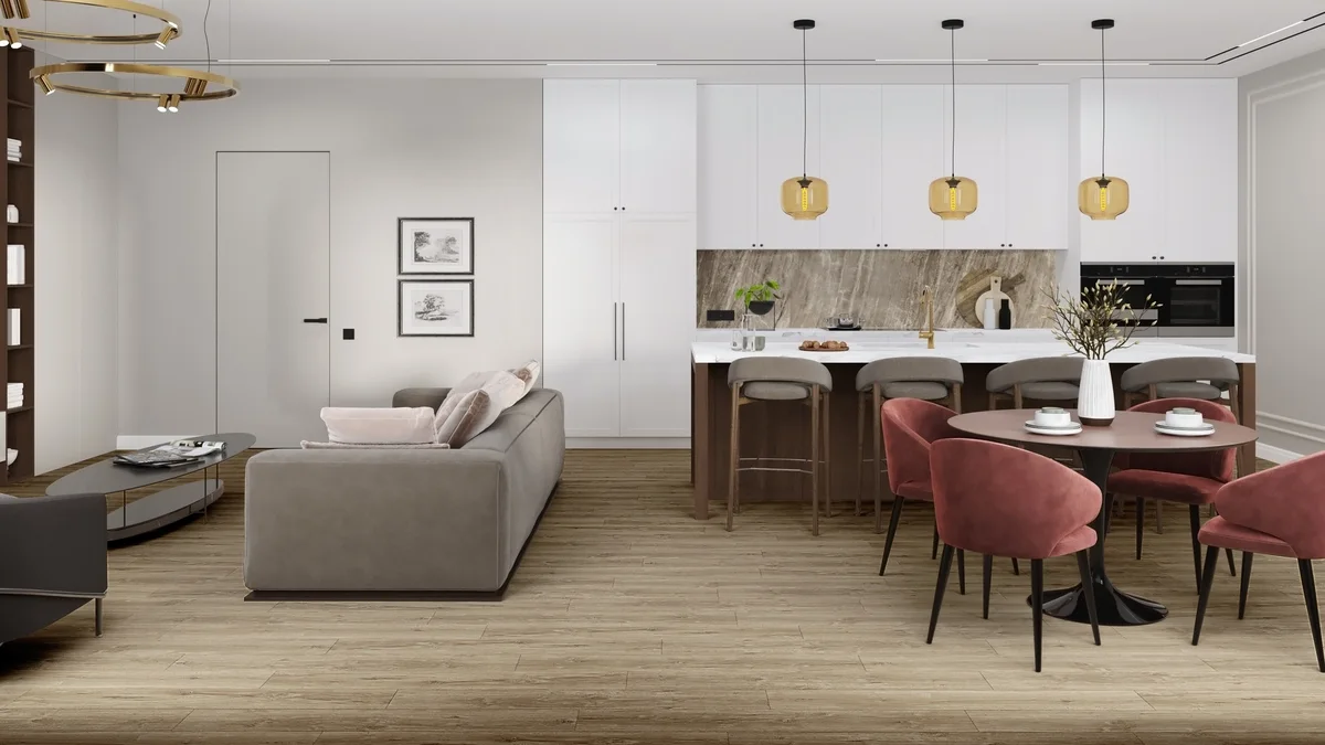 Кварцвиниловая плитка Damy Floor клеевая Family LVT Дуб Имбирный 248-8-LVT 1227×187×2,5