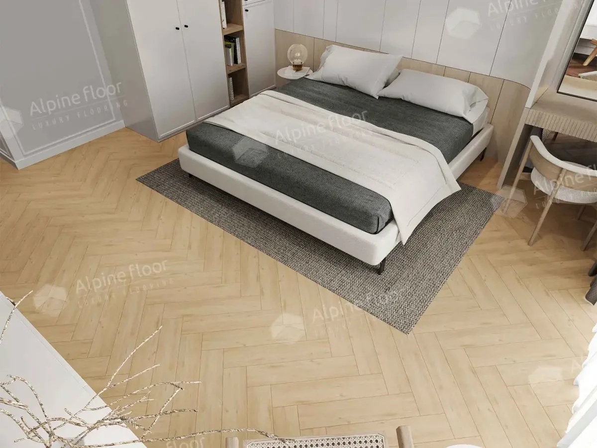 Кварцвиниловая плитка Alpine Floor клеевая Parquet LVT Дуб Лесат ЕCО 16-26 венгерская елка 590×118×2,5