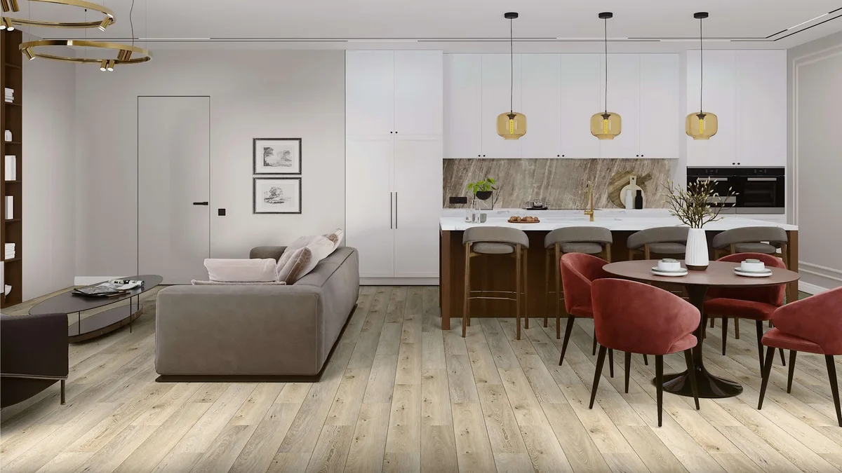 Кварцвиниловая плитка Damy Floor клеевая Family LVT Дуб Кавказский 9531-2A-LVT 1227×187×2,5