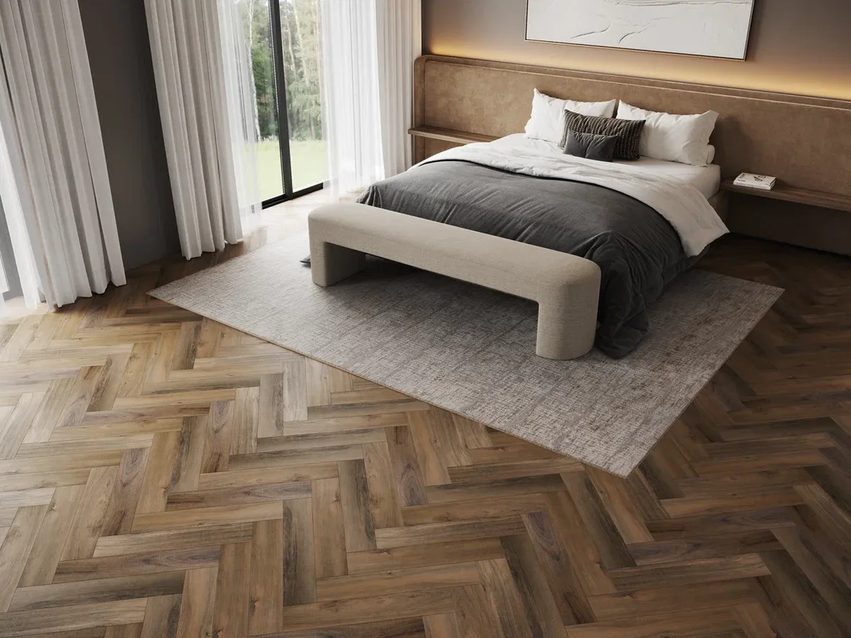 Кварцвиниловый SPC ламинат Home Expert Parquet Гикори натуральный 33-71W908/33-3010 венгерская елка 615×123×3,5