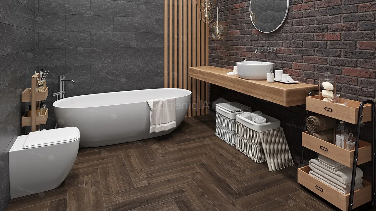 Кварцвиниловый SPC ламинат Alpine Floor Parquet Light Дуб Альферац ECO 13-22 венгерская елка 600×125×4