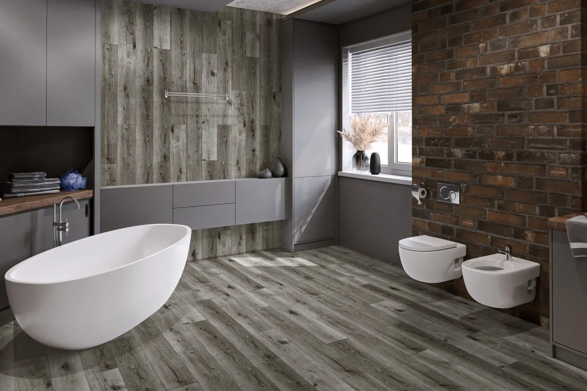 Кварцвиниловый SPC ламинат Damy Floor Family Дуб Состаренный Серый T7020-5D 1220×180×4,2