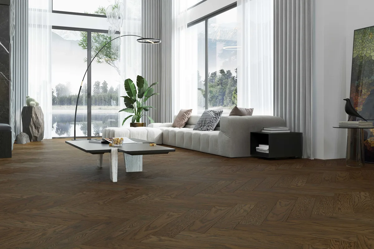 Композитная паркетная доска Quartz Parquet Штучный паркет Дуб Брауни 44-413 венгерская елка 400×100×5