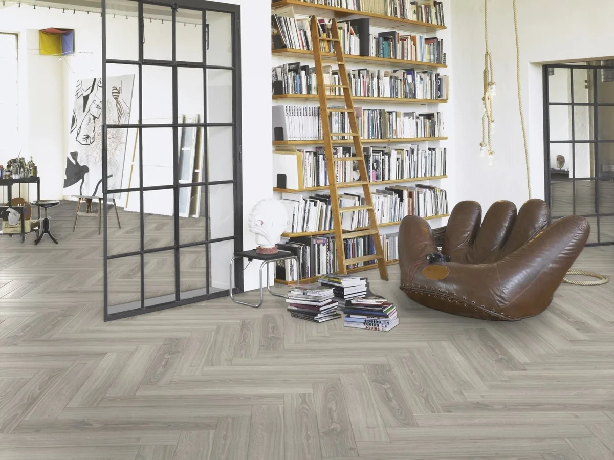 Ламинат Parador Trendtime 3 Дуб Студиолайн светло-серый Studioline Light-Grey 1747865 венгерская елка 858×143×8