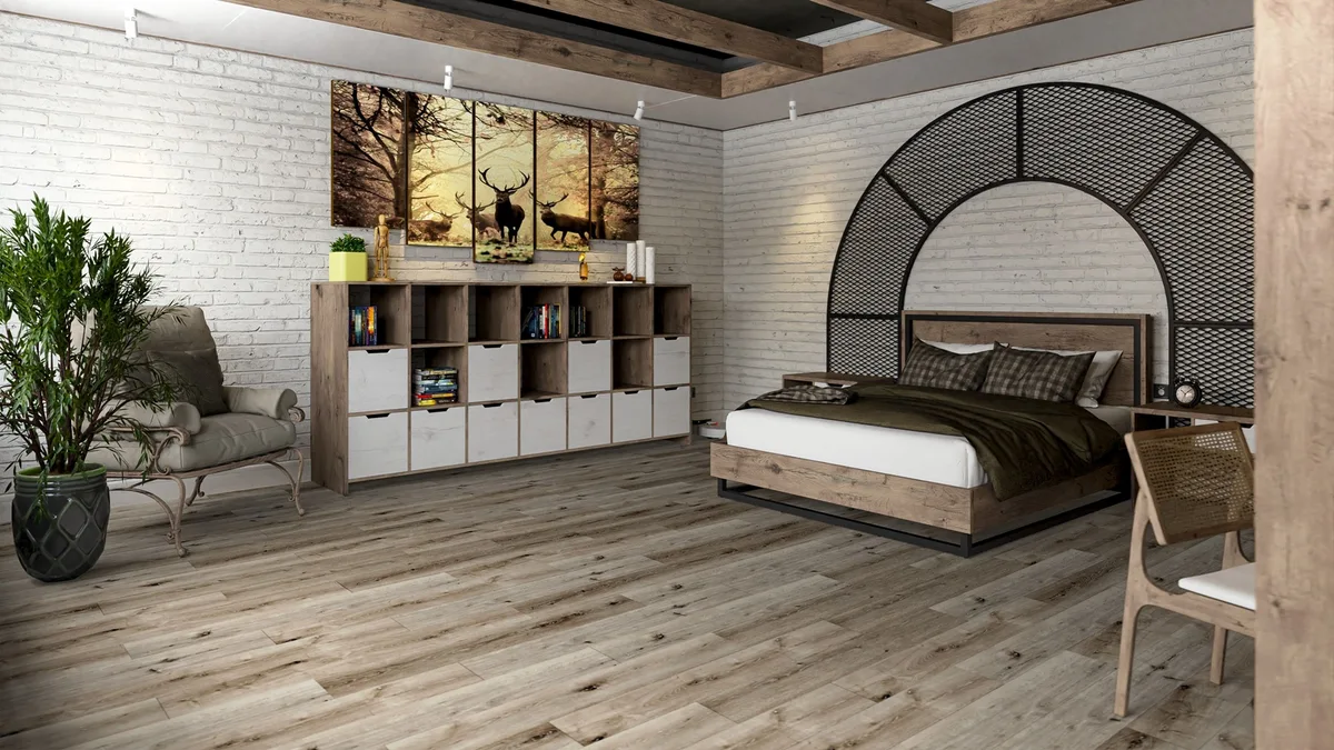 Кварцвиниловая плитка Damy Floor клеевая Family LVT Дуб Лофт 1508-1-LVT 1227×187×2,5