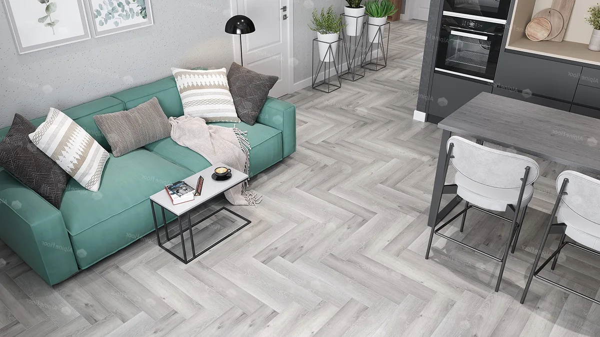 Кварцвиниловая плитка Alpine Floor клеевая Parquet LVT Дуб Лейтена ECO 16-18 венгерская елка 590×118×2,5