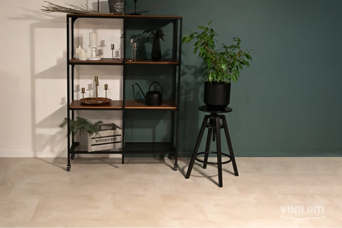 Кварцвиниловая плитка Vinilam клеевая Ceramo Stone Glue Бетон Белый 71615 950×475×2,5