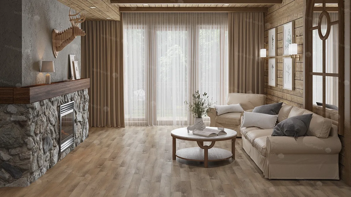 Кварцвиниловый SPC ламинат Alpine Floor Parquet Light Дуб Синистра ECO 13-17 венгерская елка 600×125×4