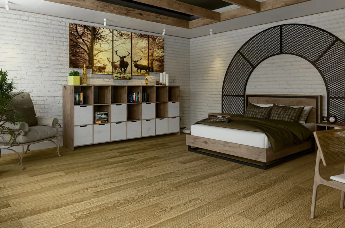 Кварцвиниловый SPC ламинат Damy Floor Family Дуб Золотой 190902EL-07F 1220×180×4
