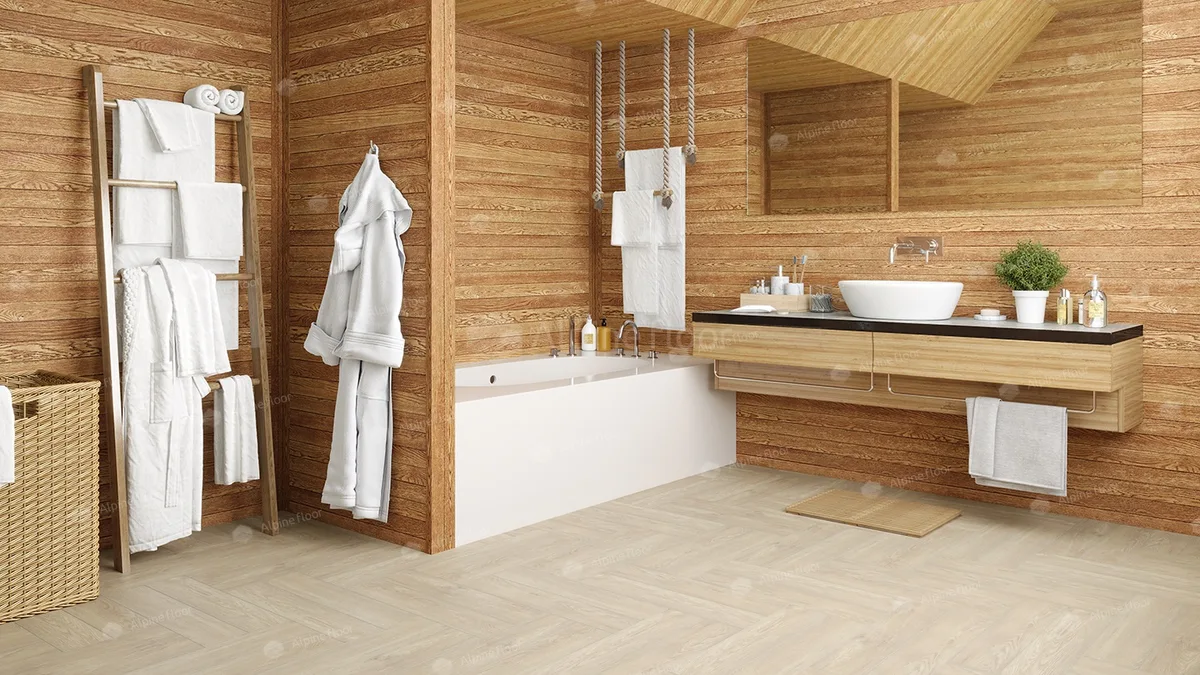 Кварцвиниловый SPC ламинат Alpine Floor Parquet Light Дуб Адара ECO 13-14 венгерская елка 600×125×4