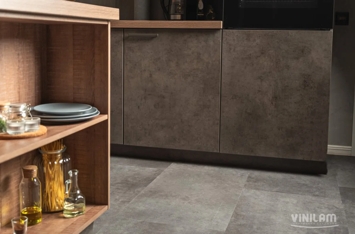 Кварцвиниловый SPC ламинат Vinilam Ceramo Stone Цемент Cтальной 71610 940×470×6