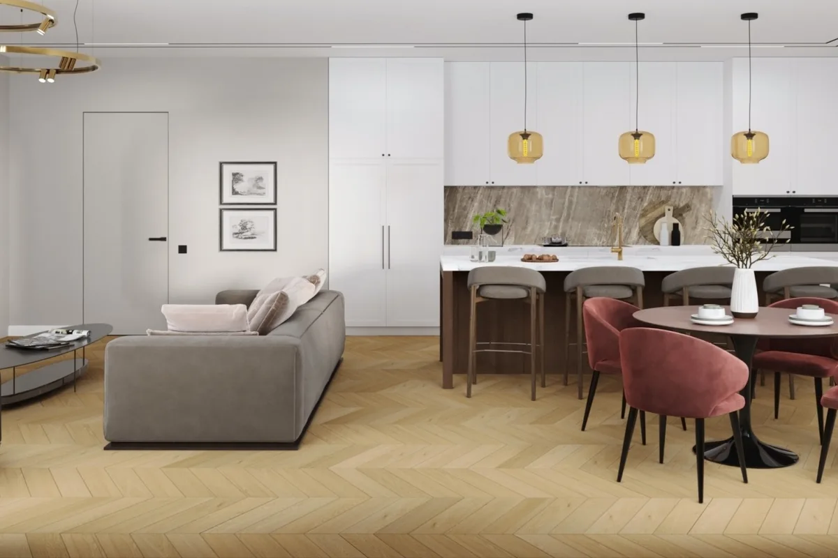 Кварцвиниловая плитка Damy Floor клеевая Chevron LVT Тюильри DF03-Ch-LVT французская елка 600×127×2,5
