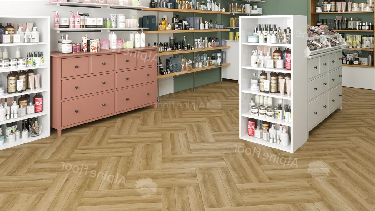 Ламинат Alpine Floor Herringbone 12 PRO Дуб Эльзас LF106-02 венгерская елка 606×101×12