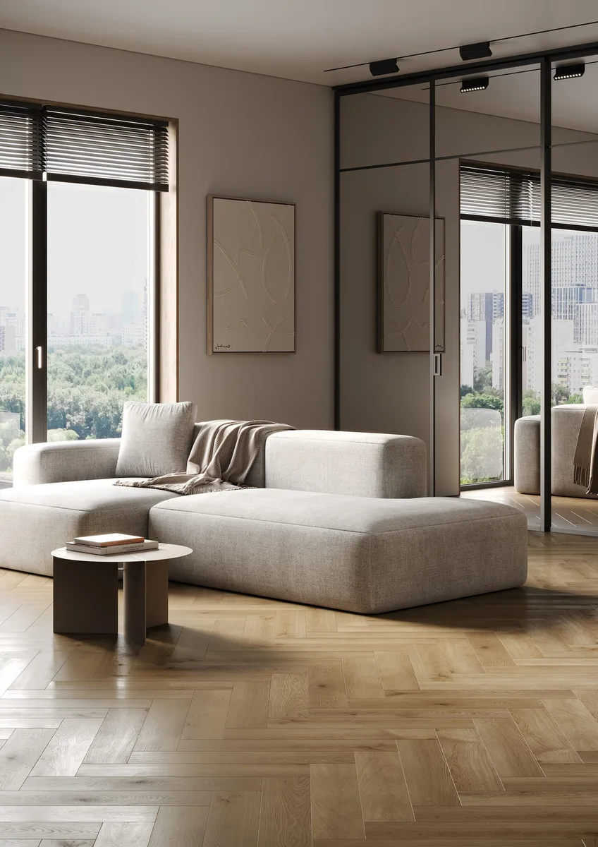 Кварцвиниловый SPC ламинат Fargo Bevel Parquet Дуб Окленд 33-653-76 венгерская елка 615×123×6