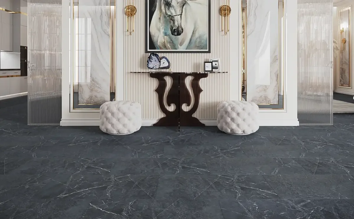 Кварцвиниловая плитка Vinilam клеевая Ceramo Stone Glue Ионический Мрамор 91909 950×475×2,5