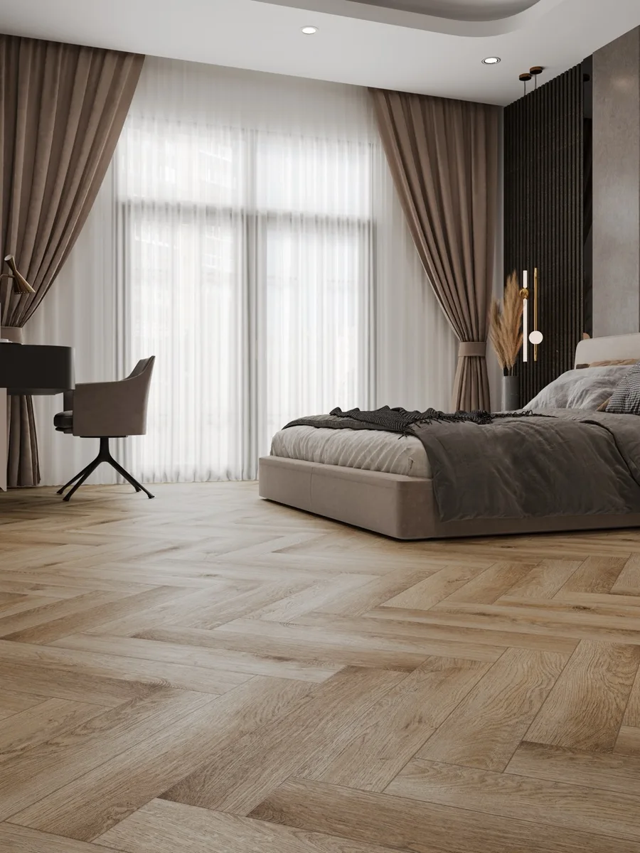 Кварцвиниловая плитка Cronafloor клеевая Herringbone Дуб Монпелье H LVT 004 венгерская елка 640×128×2,5