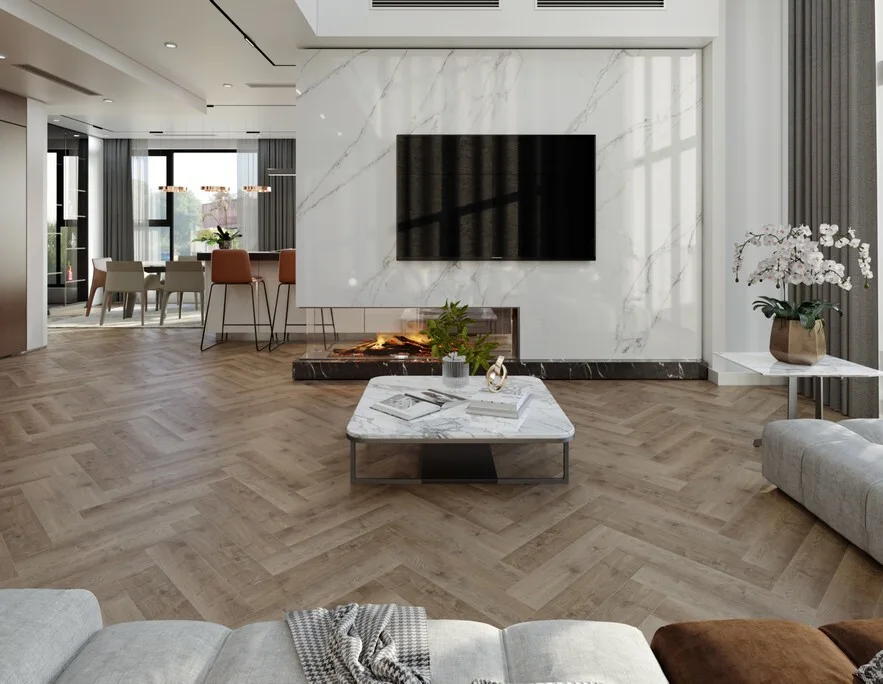 Кварцвиниловый SPC ламинат Evofloor Parguet Click Chestnut Каштан HP 0271 венгерская елка 600×125×4