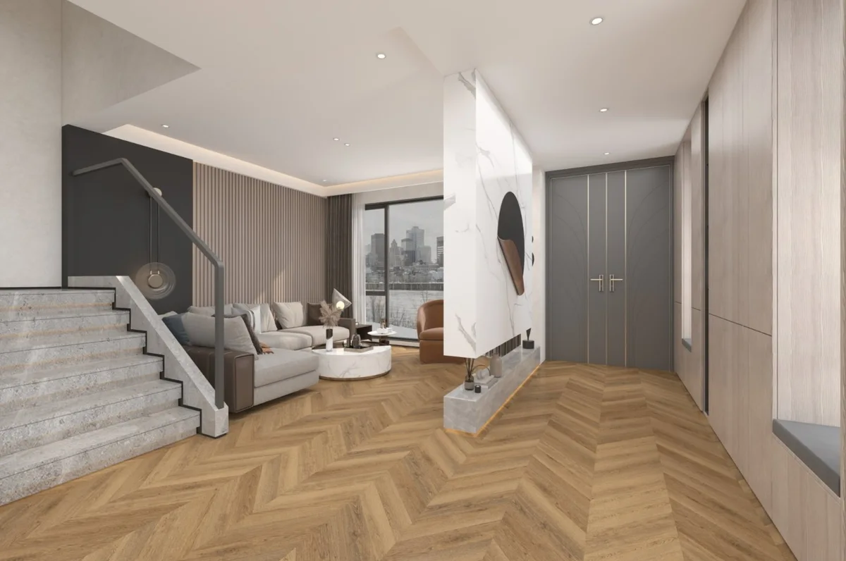 Кварцвиниловая плитка Damy Floor клеевая Chevron LVT Сен-Клу DF10-Ch-LVT французская елка 600×127×2,5