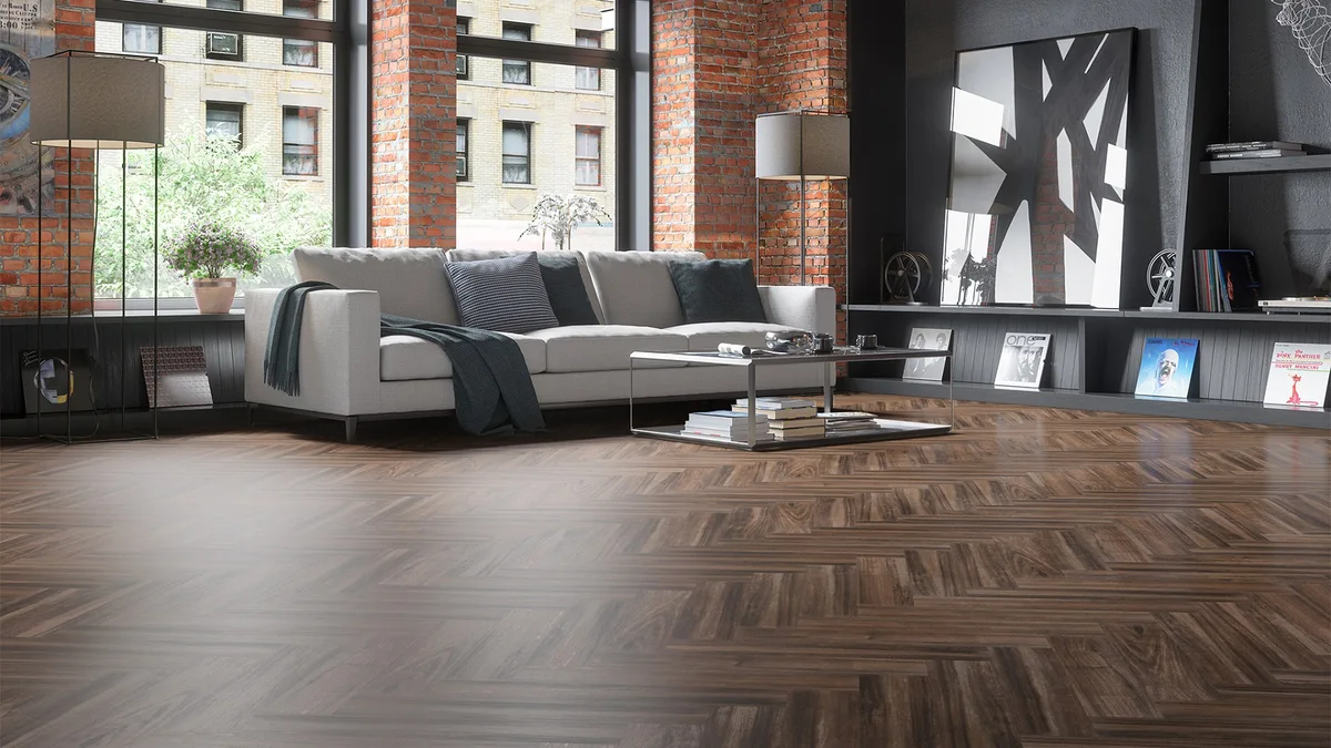 Кварцвиниловый SPC ламинат Fargo Parquet Дуб Сиена 33-64W929 венгерская елка 615×123×4