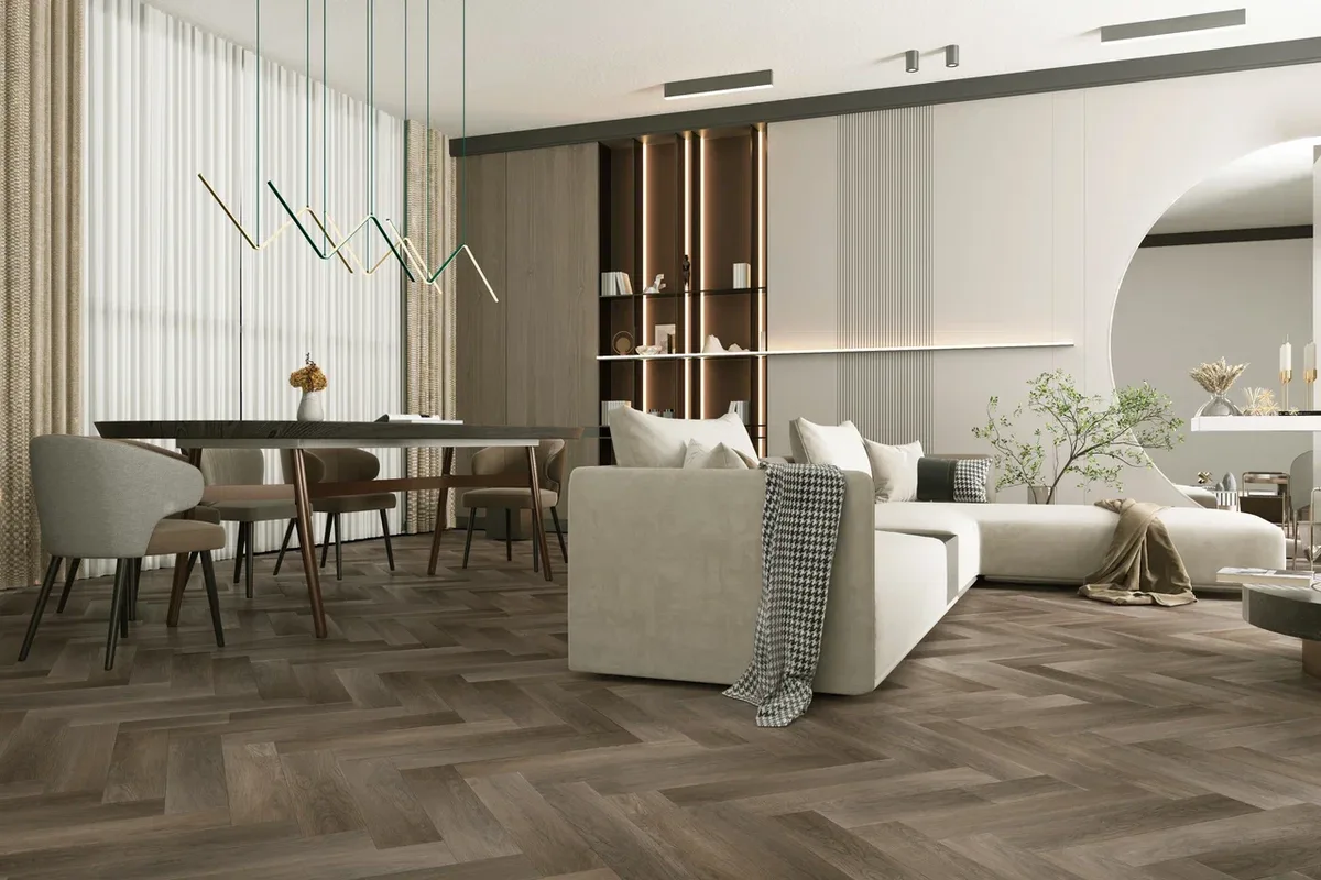 Кварцвиниловый SPC ламинат Home Expert Parquet Дуб Шоколадный 33-3011 венгерская елка 615×123×3,5