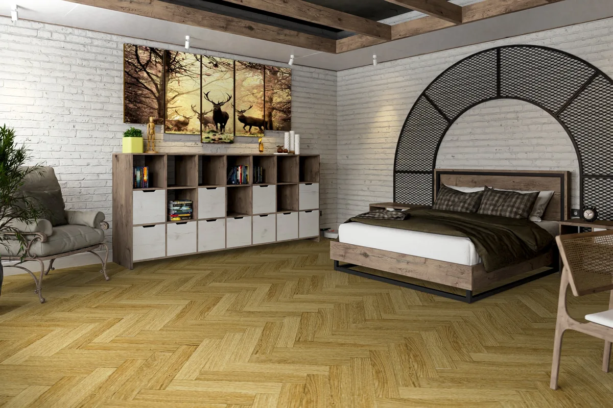 Кварцвиниловая плитка Damy Floor клеевая London LVT Манчестер 190902EL-06-LVT венгерская елка 590×118×2,5