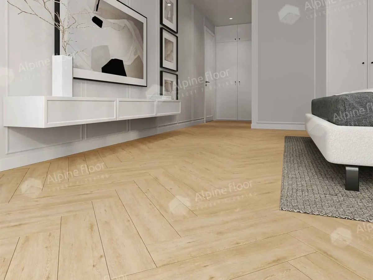 Кварцвиниловая плитка Alpine Floor клеевая Parquet LVT Дуб Лесат ЕCО 16-26 венгерская елка 590×118×2,5