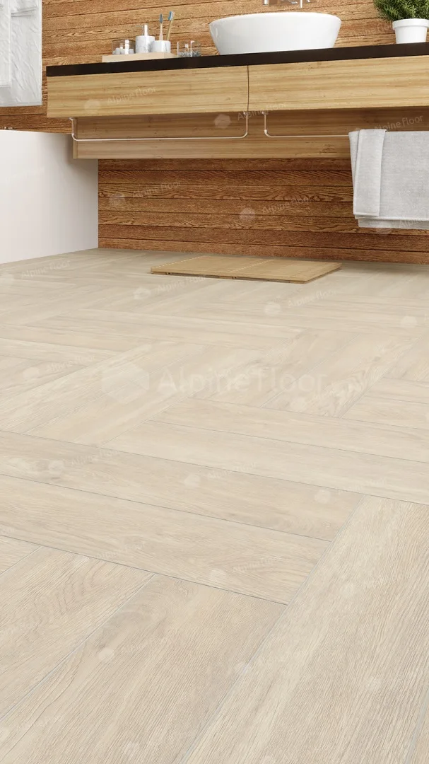 Кварцвиниловый SPC ламинат Alpine Floor Parquet Light Дуб Адара ECO 13-14 венгерская елка 600×125×4