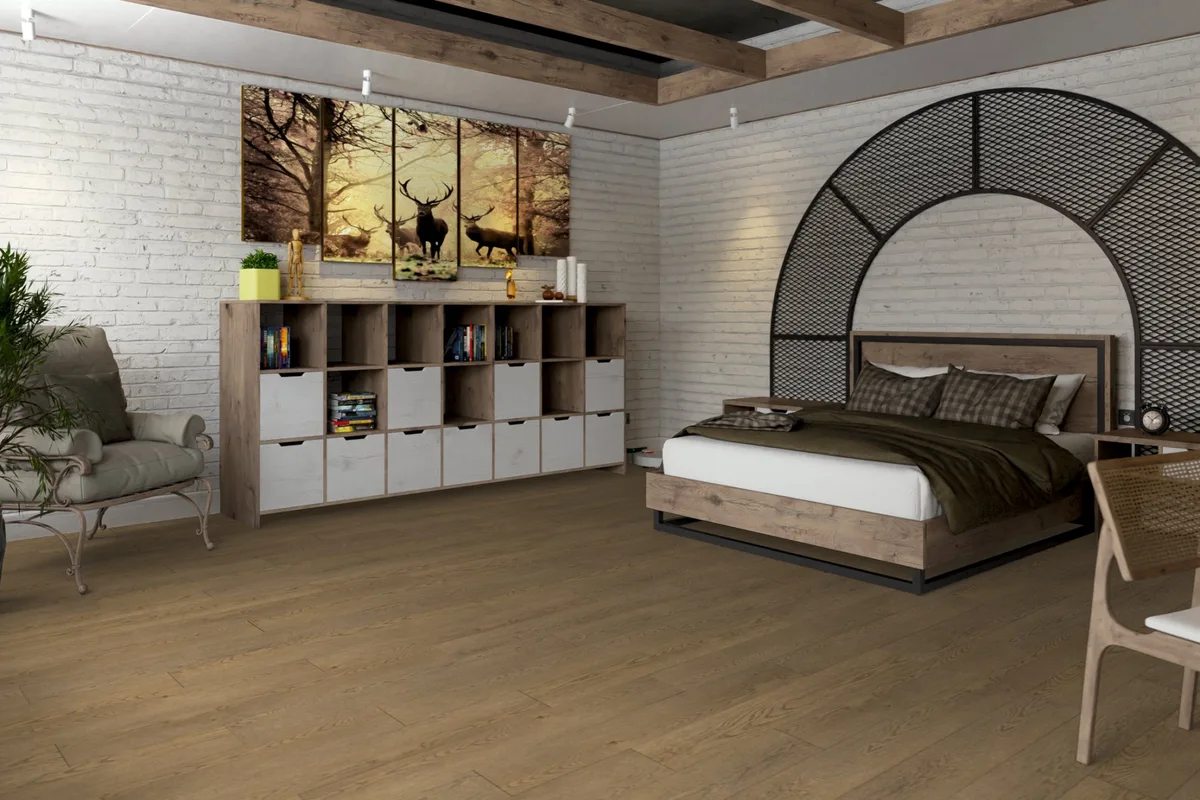 Кварцвиниловая плитка Damy Floor клеевая Family LVT Дуб Мокко 0030-6-LVT 1227×187×2,5