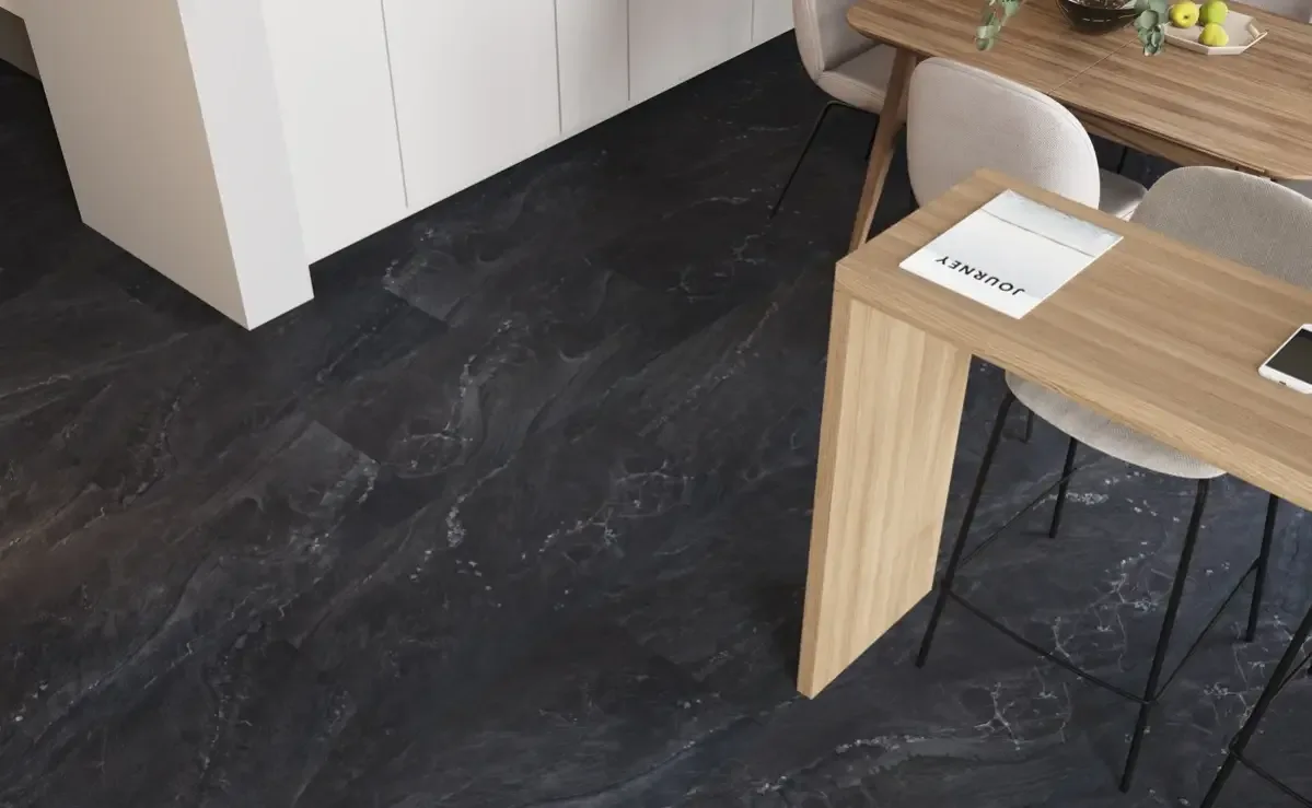 Кварцвиниловая плитка Vinilam клеевая Ceramo Stone Glue Неаполитанский Черный 91910 950×475×2,5