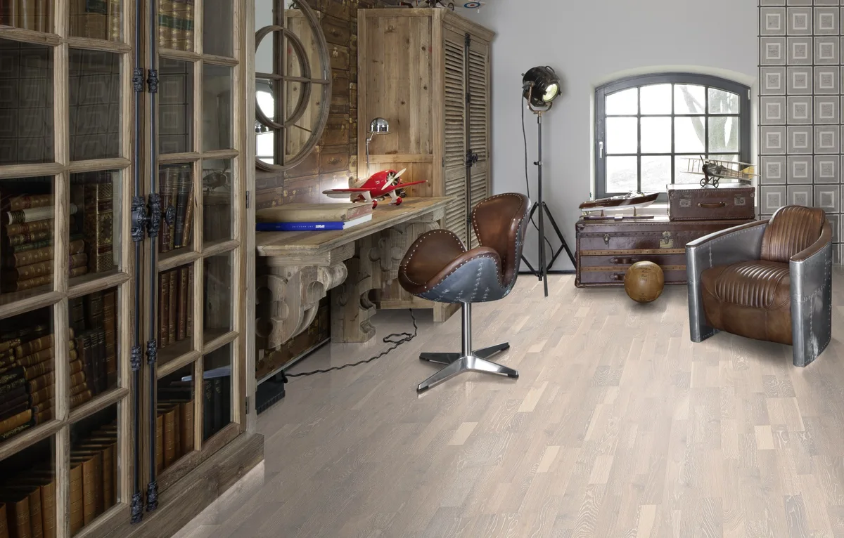 Паркетная доска Kahrs Гармония Дуб Известняк Limestone 153N0BEK0WKW240 Lively 2423×200×15